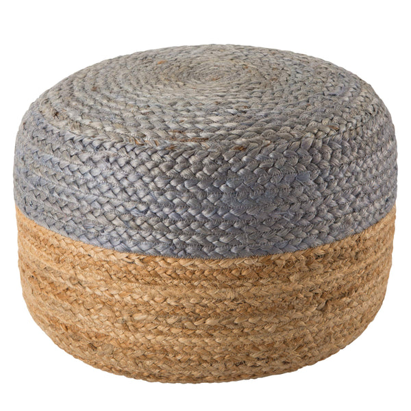 Jaipur Living Jaipur Living Handbraided Jute Cylinder Pouf with Ombre Gradient for Bohemian Rooms Light Gray 18 W x 18 L x 12 H POF100464
