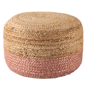 Jaipur Living Jaipur Living Handbraided Jute Cylinder Pouf with Ombre Gradient for Bohemian Rooms Light Pink 18 W x 18 L x 12 H POF100465
