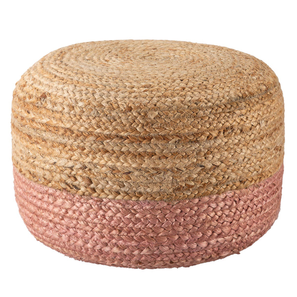 Jaipur Living Jaipur Living Handbraided Jute Cylinder Pouf with Ombre Gradient for Bohemian Rooms Light Pink 18 W x 18 L x 12 H POF100465