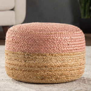 Jaipur Living Jaipur Living Handbraided Jute Cylinder Pouf with Ombre Gradient for Bohemian Rooms Light Pink 18 W x 18 L x 12 H POF100465