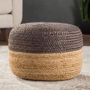 Jaipur Living Jaipur Living Handbraided Jute Cylinder Pouf with Ombre Gradient for Bohemian Rooms Brown 18 W x 18 L x 12 H POF100466
