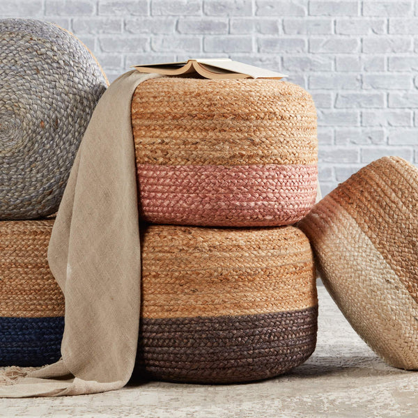 Jaipur Living Jaipur Living Handbraided Jute Cylinder Pouf with Ombre Gradient for Bohemian Rooms Brown 18 W x 18 L x 12 H POF100466