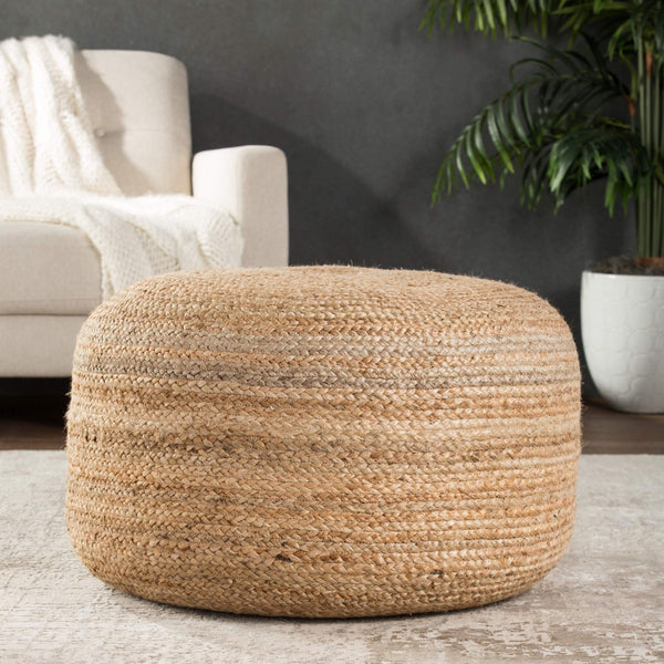 Jaipur Living Jaipur Living Mesa Handwoven Braided Jute Cylinder Pouf Footrest for Boho Rooms Natural POF100468