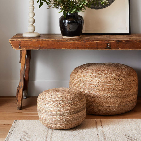 Jaipur Living Jaipur Living Mesa Handwoven Braided Jute Cylinder Pouf Footrest for Boho Rooms Natural POF100468