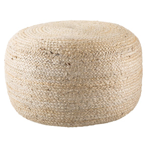 Jaipur Living Jaipur Living Mesa Handwoven Braided Jute Cylinder Pouf Footrest for Boho Rooms White POF100469