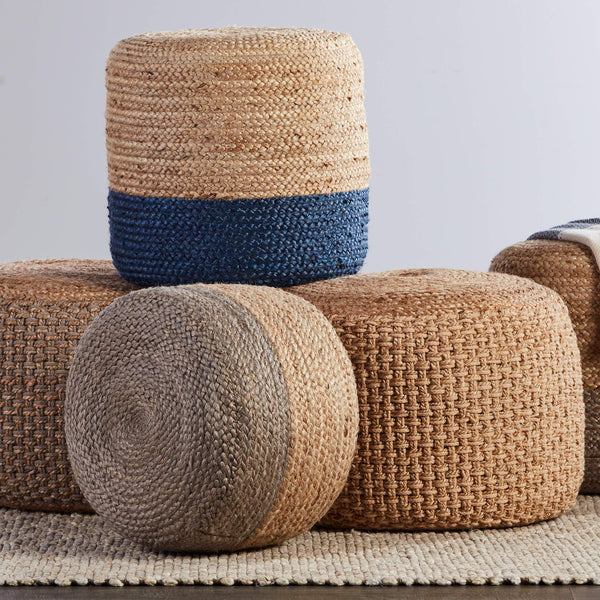 Jaipur Living Jaipur Living Handbraided Jute Cylinder Pouf with Ombre Gradient for Bohemian Rooms Taupe 18 W x 18 L x 12 H POF100472