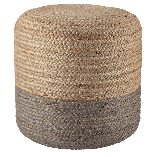 Jaipur Living Jaipur Living Handbraided Jute Cylinder Pouf with Ombre Gradient for Bohemian Rooms Taupe 18 W x 18 L x 18 H POF100473