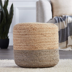 Jaipur Living Jaipur Living Handbraided Jute Cylinder Pouf with Ombre Gradient for Bohemian Rooms Taupe 18 W x 18 L x 18 H POF100473