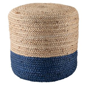 Jaipur Living Jaipur Living Handbraided Jute Cylinder Pouf with Ombre Gradient for Bohemian Rooms Blue 18 W x 18 L x 18 H POF100474