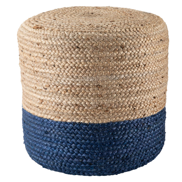 Jaipur Living Jaipur Living Handbraided Jute Cylinder Pouf with Ombre Gradient for Bohemian Rooms Blue 18 W x 18 L x 18 H POF100474