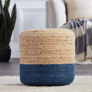 Jaipur Living Jaipur Living Handbraided Jute Cylinder Pouf with Ombre Gradient for Bohemian Rooms Blue 18 W x 18 L x 18 H POF100474