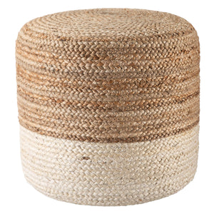 Jaipur Living Jaipur Living Handbraided Jute Cylinder Pouf with Ombre Gradient for Bohemian Rooms White 18 W x 18 L x 18 H POF100467