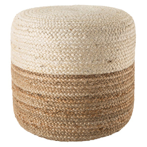 Jaipur Living Jaipur Living Handbraided Jute Cylinder Pouf with Ombre Gradient for Bohemian Rooms White 18 W x 18 L x 18 H POF100467