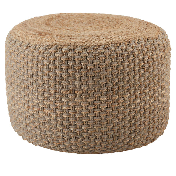 Jaipur Living Jaipur Living Kealani Handwoven Jute Cotton Cylinder Pouf for Bohemian Coastal Rooms Gray POF100475