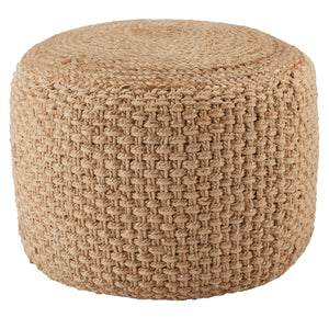 Jaipur Living Jaipur Living Kealani Handwoven Jute Cotton Cylinder Pouf for Bohemian Coastal Rooms Beige POF100476