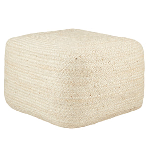 Jaipur Living Jaipur Living Sangam Handcrafted Braided Jute Pouf Organic Footrest for Modern Interiors Ivory Cuboid POF100481