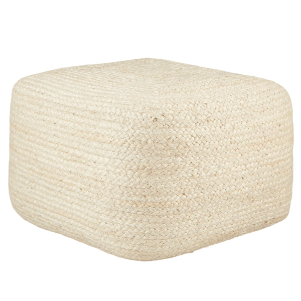 Jaipur Living Jaipur Living Sangam Handcrafted Braided Jute Pouf Organic Footrest for Modern Interiors Ivory Cuboid POF100481
