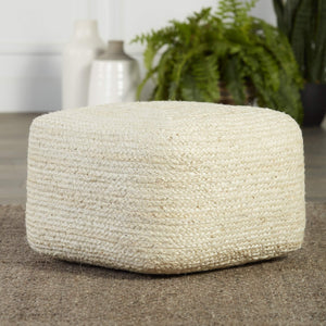 Jaipur Living Jaipur Living Sangam Handcrafted Braided Jute Pouf Organic Footrest for Modern Interiors Ivory Cuboid POF100481