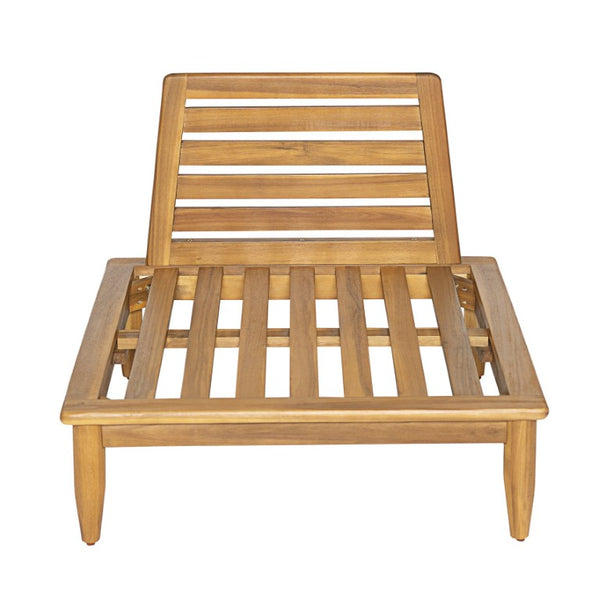 English Elm Sacova Solid Acacia Patio Sectional Set Teak Grain Finish with Beige Poly Cushions SACOVA6PCSSET