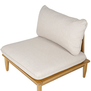 English Elm Sacova Solid Acacia Patio Sectional Set Teak Grain Finish with Beige Poly Cushions SACOVA6PCSSET