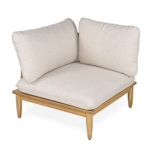 English Elm Sacova Solid Acacia Patio Sectional Set Teak Grain Finish with Beige Poly Cushions SACOVA6PCSSET