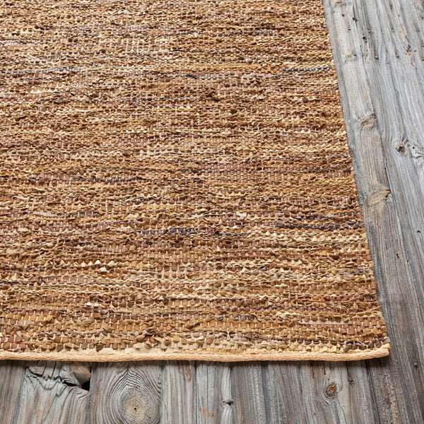 Chandra Rugs Hand-woven Luxurious Reversible Leather Rug - Artisanal Craftsmanship For Elegant Home Decor Gold,Beige Leather,Cotton Sak3706-576
