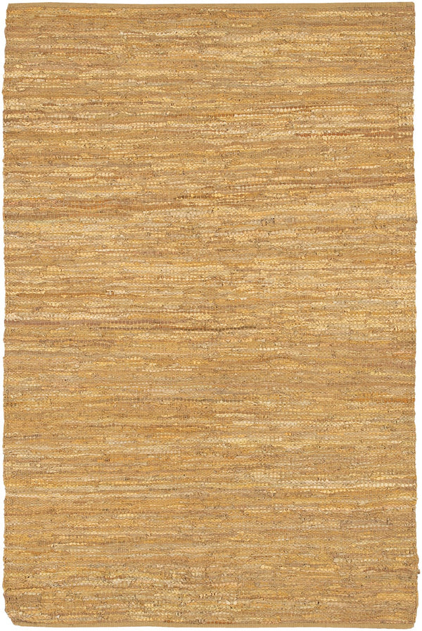 Chandra Rugs Hand-woven Luxurious Reversible Leather Rug - Artisanal Craftsmanship For Elegant Home Decor Gold,Beige Leather,Cotton Sak3706-576