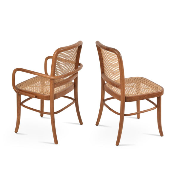 Soho Concept Salvatore Chair - Elegant Thonet-inspired Design With Solid Grade A Teak & Natural Cane Seat - Limited Stock! Natural  Soho-concept-dining-chair-14158