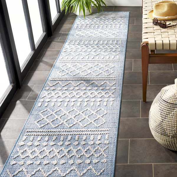 Safavieh Santorini Area Rug - Elegant Grey And Ivory Design, Durable Power Loomed Indoor/Outdoor Versatility Blue ,Ivory 92% Polypropylene,8% Polyester San102m-8