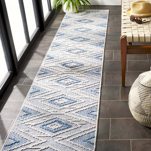Safavieh Santorini Luxurious Power Loomed Area Rug - Enhance Your Space With Exquisite Comfort And Style Blue ,Ivory 92% Polypropylene,8% Polyester San104m-210