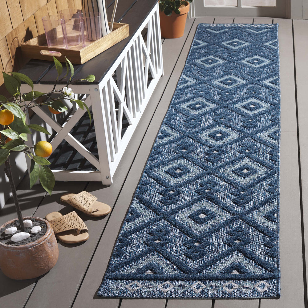 Safavieh Santorini Area Rug - Durable, Elegant Design For Indoor/Outdoor Use - Crafted In Turkey, 1/2" Thick Navy ,Ivory 88% Polypropylene,12% Polyester San108n-8