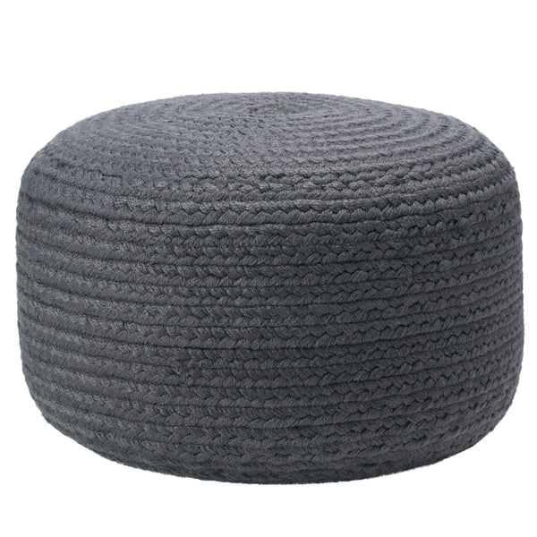 Jaipur Living Vibe by Jaipur Living Santa Rosa Handwoven Cylinder Pouf for Patio or Room Dark Gray POF100508