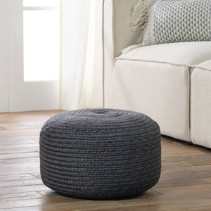Jaipur Living Vibe by Jaipur Living Santa Rosa Handwoven Cylinder Pouf for Patio or Room Dark Gray POF100508