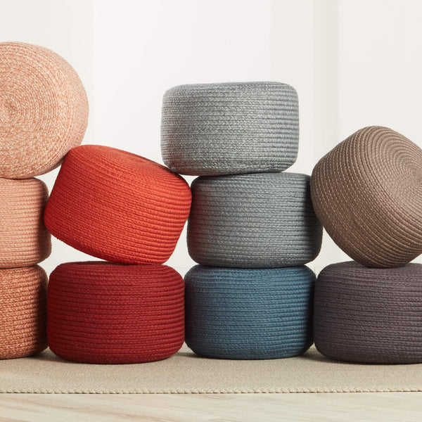 Jaipur Living Vibe by Jaipur Living Santa Rosa Handwoven Cylinder Pouf for Patio or Room Dark Gray POF100508