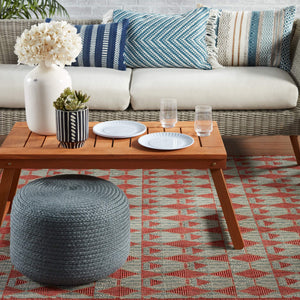 Jaipur Living Vibe by Jaipur Living Santa Rosa Handwoven Cylinder Pouf for Patio or Room Slate POF100509