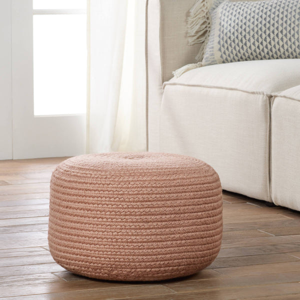 Jaipur Living Vibe by Jaipur Living Santa Rosa Handwoven Cylinder Pouf for Patio or Room Blush POF100510