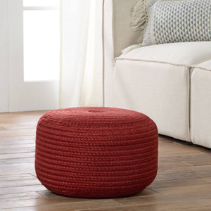 Jaipur Living Vibe by Jaipur Living Santa Rosa Handwoven Cylinder Pouf for Patio or Room Dark Red POF100512