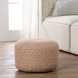 Jaipur Living Vibe by Jaipur Living Grayton Handwoven Jute Style Pouf for Coastal Outdoor Patios Light Tan POF100487