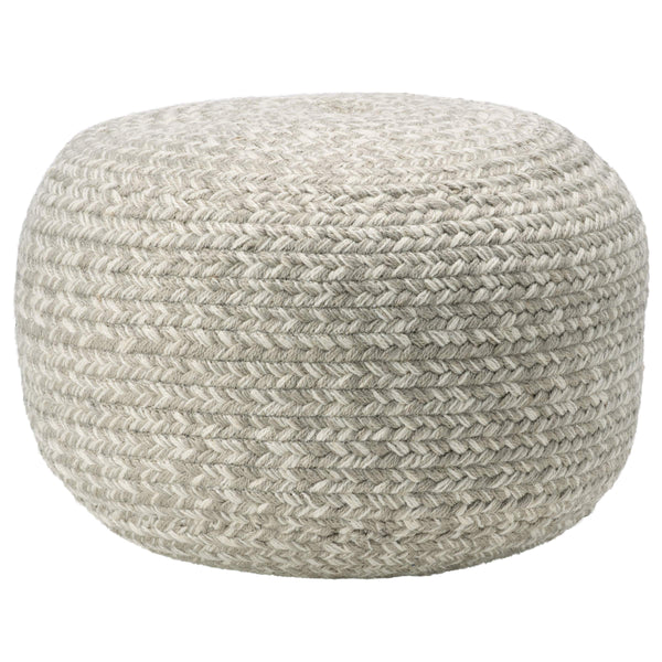 Jaipur Living Vibe by Jaipur Living Grayton Handwoven Jute Style Pouf for Coastal Outdoor Patios Gray POF100488