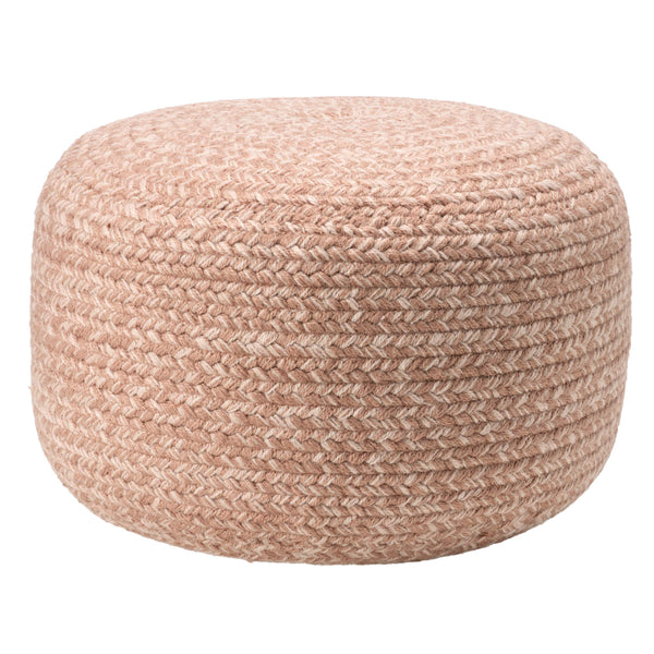 Jaipur Living Vibe by Jaipur Living Grayton Handwoven Jute Style Pouf for Coastal Outdoor Patios Light Pink POF100535