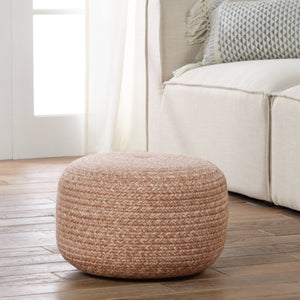 Jaipur Living Vibe by Jaipur Living Grayton Handwoven Jute Style Pouf for Coastal Outdoor Patios Light Pink POF100535