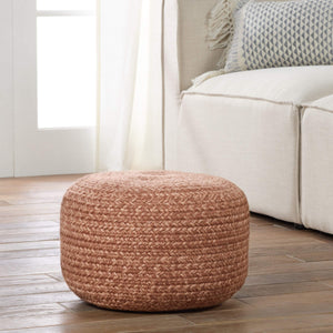 Jaipur Living Vibe by Jaipur Living Grayton Handwoven Jute Style Pouf for Coastal Outdoor Patios Pink POF100536