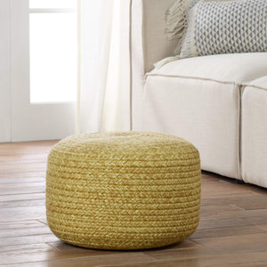 Jaipur Living Vibe by Jaipur Living Grayton Handwoven Jute Style Pouf for Coastal Outdoor Patios Yellow POF100537