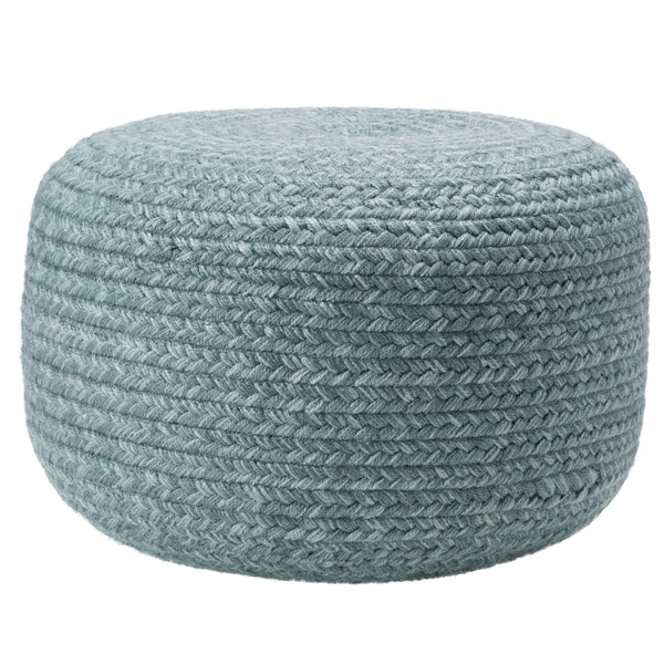 Jaipur Living Vibe by Jaipur Living Grayton Handwoven Jute Style Pouf for Coastal Outdoor Patios Blue POF100538