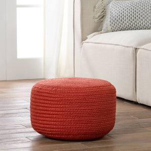 Jaipur Living Vibe by Jaipur Living Santa Rosa Handwoven Cylinder Pouf for Patio or Room Red POF100540