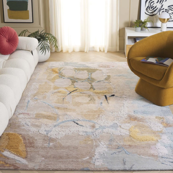 Safavieh Saint Tropez Hand Knotted Wool Silk Abstract Area Rug for Large Living Spaces 12' x 15' SAT102M