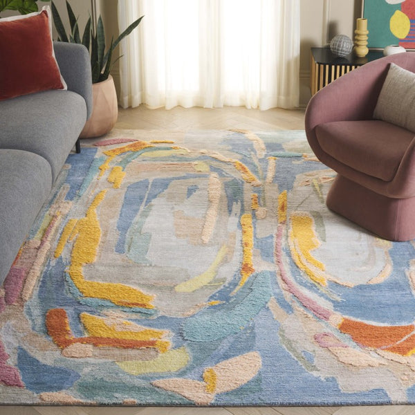 Safavieh Saint Tropez Hand Knotted Wool Silk Abstract Area Rug for Living or Dining Rooms 6'-0" x 9'-0" SAT103M-6
