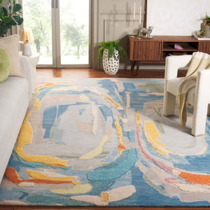 Safavieh Saint Tropez Hand Knotted Wool Silk Abstract Area Rug for Living or Dining Rooms 9'-0" x 12'-0" SAT103M-9