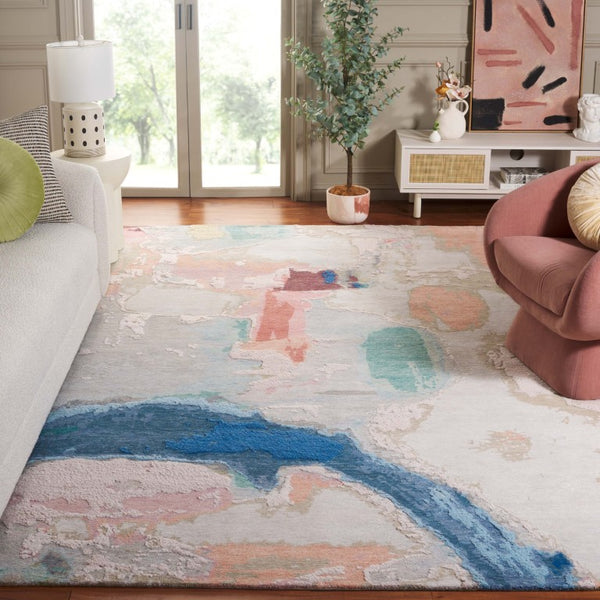 Safavieh Saint Tropez Hand Knotted Wool Silk Abstract Area Rug for Modern Living Spaces 10'-0" x 14'-0" SAT104M-10