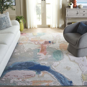 Safavieh Saint Tropez Hand Knotted Wool Silk Abstract Area Rug for Modern Living Spaces 6'-0" x 9'-0" SAT104M-6